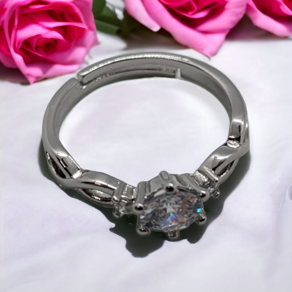 Stainless steel ring with cubic zirconia